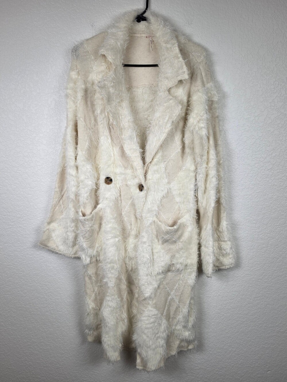 NWT $398 Free People Checker Diamond Cardi Cardigan Sweater